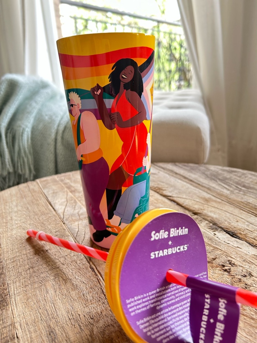 Starbucks Yellow Rainbow Dance Tumbler with Multicolor Artwork